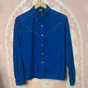 Western Attitude Blue Studded Shirt